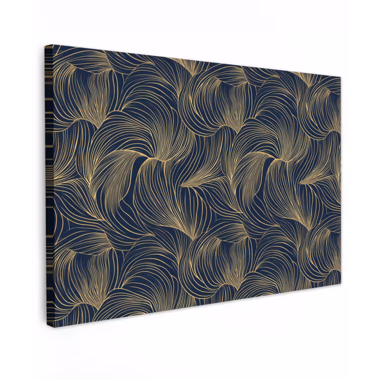 Abstract - Lijnen - Blauw - Goud Tuinposter op houten frame 2 cm dik klein 845 -3d