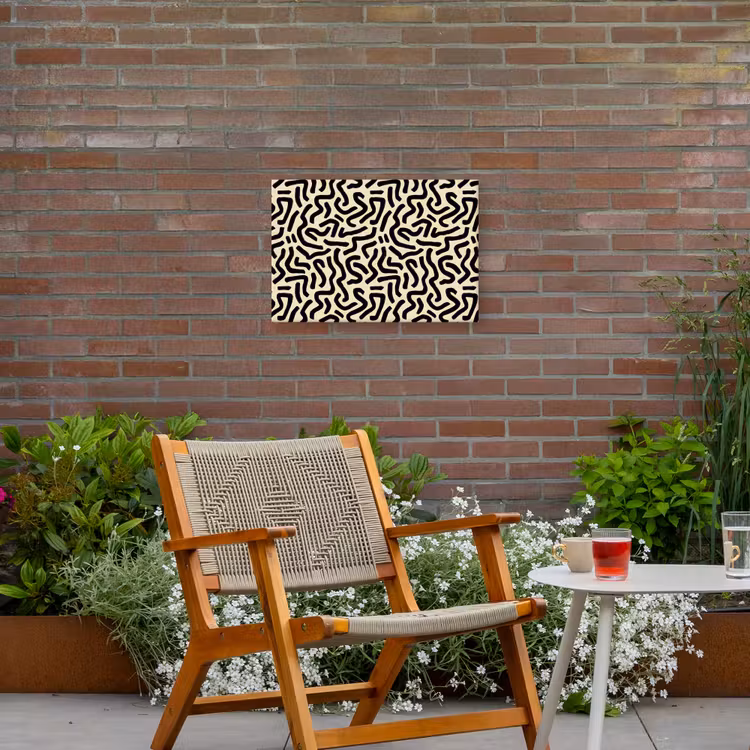 Abstract - Lijnen - Zwart Tuinposter op houten frame 2 cm dik klein 845 -sfeer3