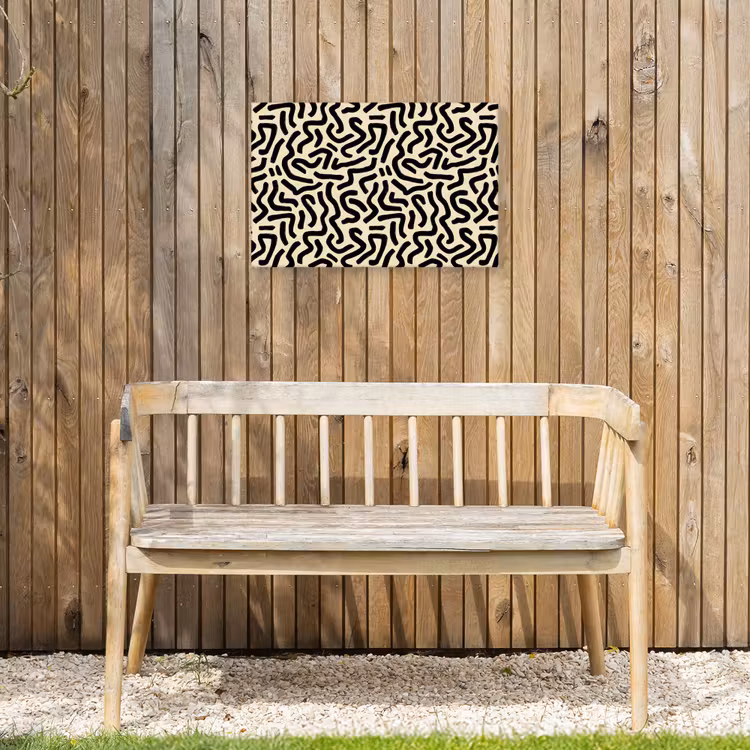 Abstract - Lijnen - Zwart Tuinposter op houten frame 2 cm dik klein 845 -sfeer4