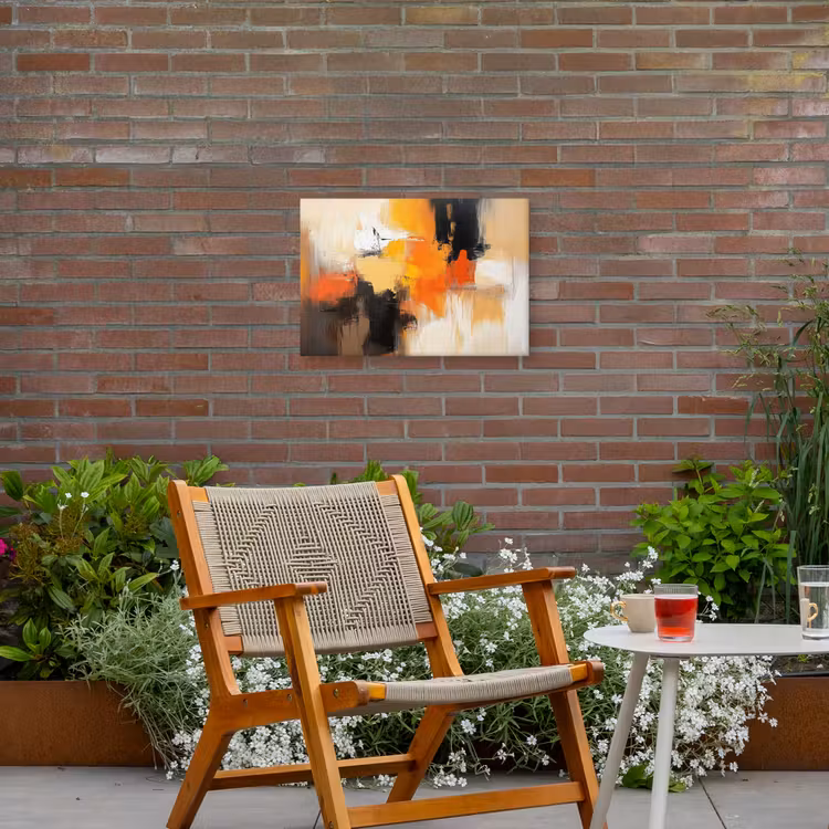 Abstract - Modern - Verflook - Herfst kleuren - Oranje Tuinposter op houten frame 2 cm dik klein -sfeer3