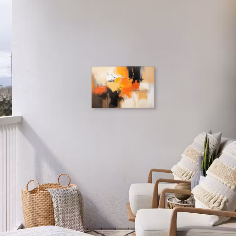 Abstract - Modern - Verflook - Herfst kleuren - Oranje Tuinposter op houten frame 2 cm dik klein -sfeer1