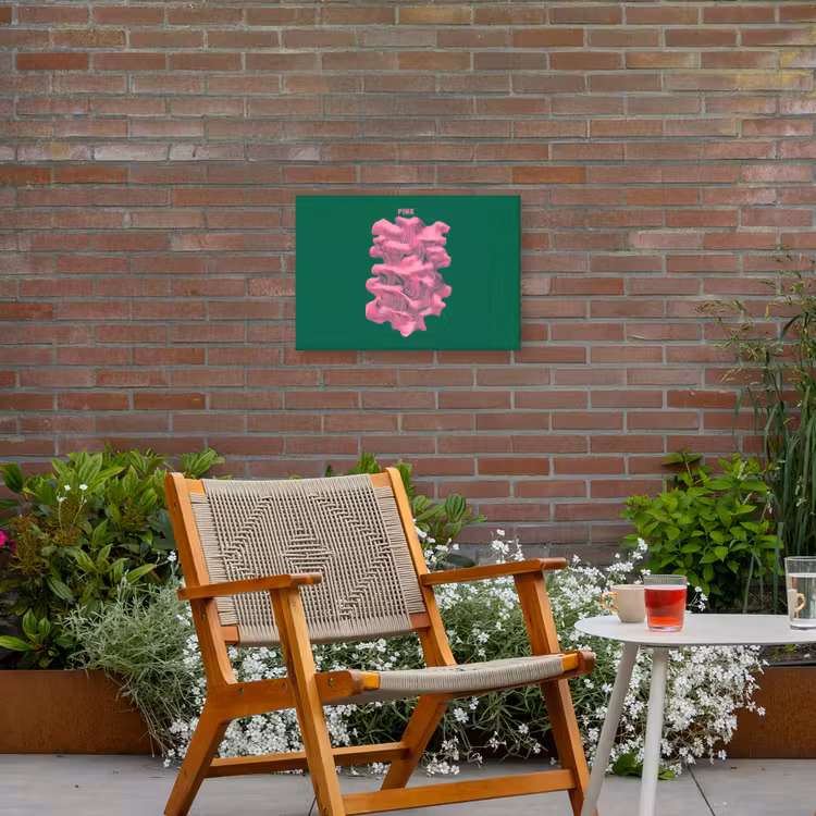 Abstract - Pink - Lijnen - Groen Tuinposter op houten frame 2 cm dik klein -sfeer3