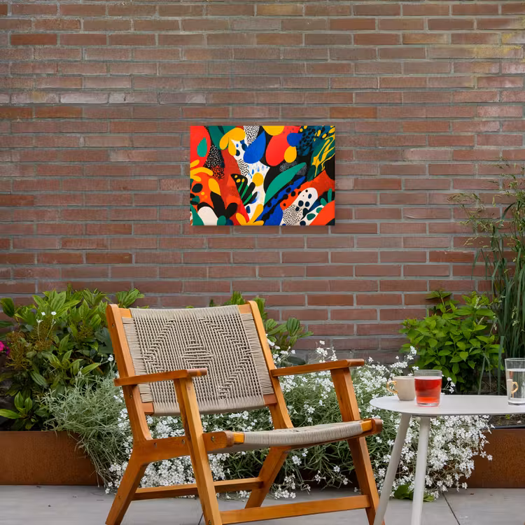 Abstract - Planten - Vormen - Kleurrijk Tuinposter op houten frame 2 cm dik klein -sfeer3