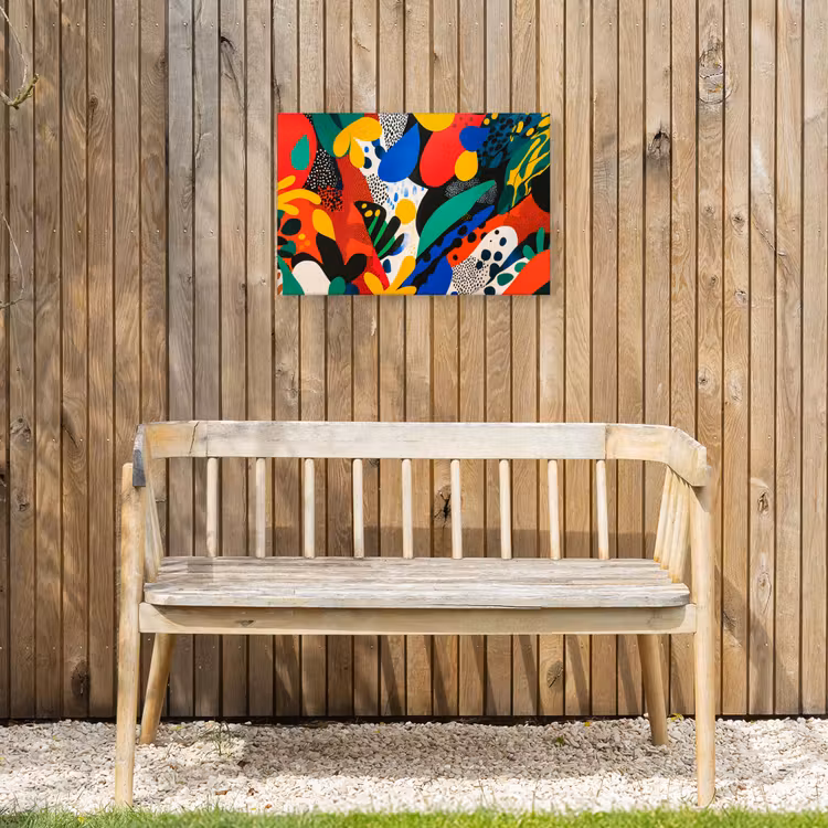 Abstract - Planten - Vormen - Kleurrijk Tuinposter op houten frame 2 cm dik klein -sfeer4
