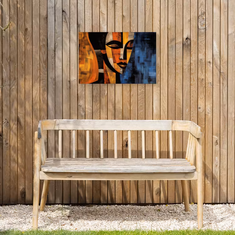 Abstract - Portret - Kleurvakken Tuinposter op houten frame 2 cm dik klein -sfeer4