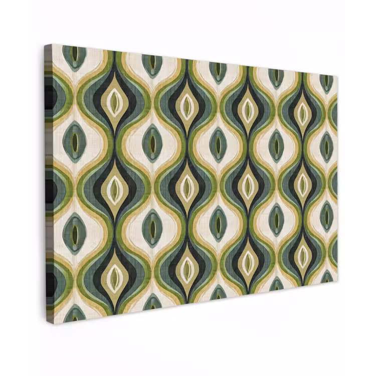 Abstract - Ritmisch - Groen Tuinposter op houten frame 2 cm dik klein 845 -3d