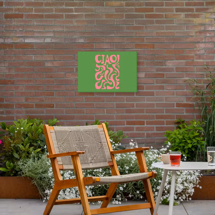Abstract - Roze - Ciao - Vormen Tuinposter op houten frame 2 cm dik klein -sfeer3