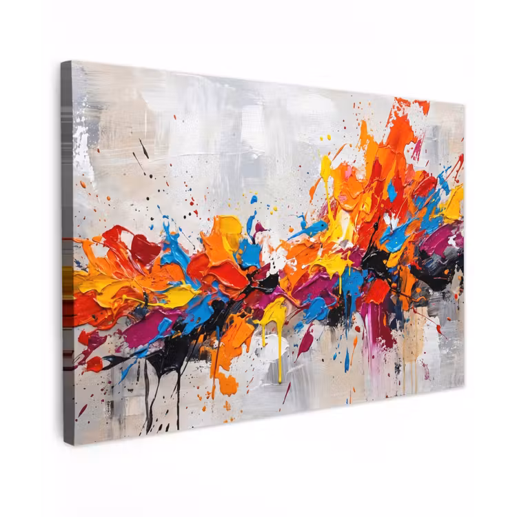 Abstract - Schilderij - Kleurrijk - Dynamisch Tuinposter op houten frame 2 cm dik klein -3d