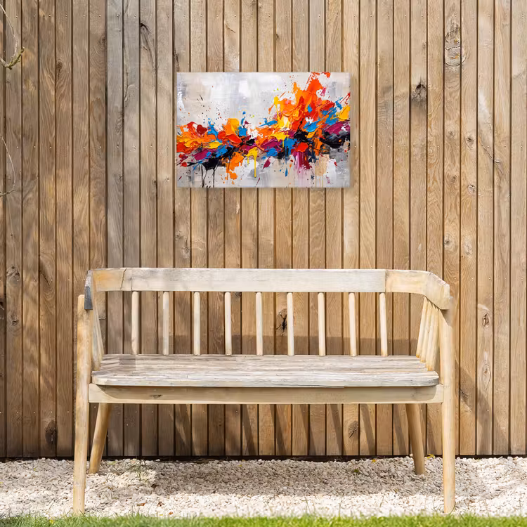 Abstract - Schilderij - Kleurrijk - Dynamisch Tuinposter op houten frame 2 cm dik klein -sfeer4