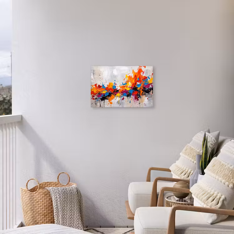Abstract - Schilderij - Kleurrijk - Dynamisch Tuinposter op houten frame 2 cm dik klein -sfeer1