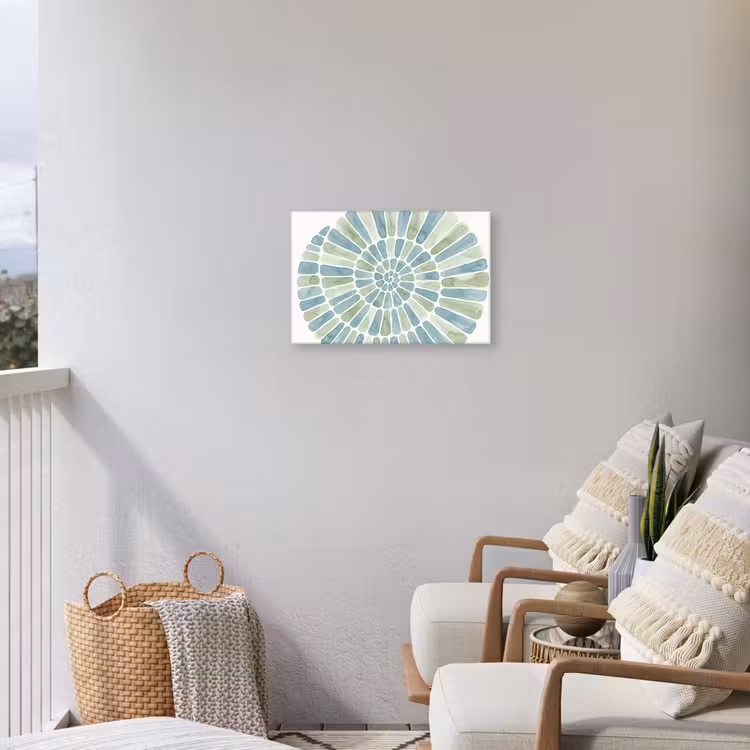 Abstract - Spiraal - Patroon - Modern - Blauw-Groen Tuinposter op houten frame 2 cm dik klein -sfeer1