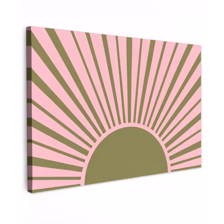 Abstract - Stralen - Grafisch - Roze - Groen Tuinposter op houten frame 2 cm dik klein -3d
