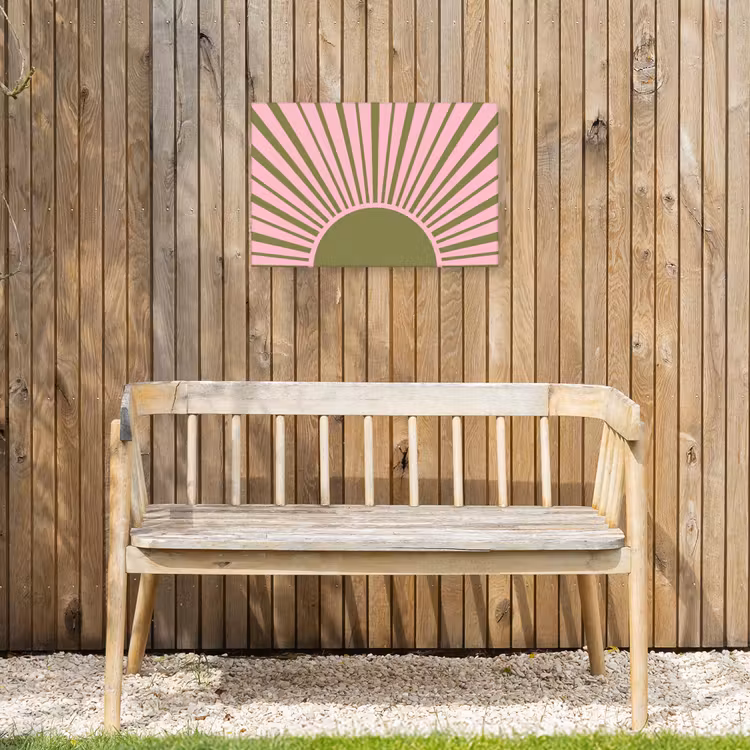 Abstract - Stralen - Grafisch - Roze - Groen Tuinposter op houten frame 2 cm dik klein -sfeer4