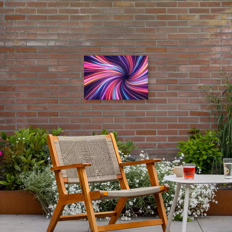 Abstract - Swirl - Futuristic - Neon Tuinposter op houten frame 2 cm dik klein -sfeer3