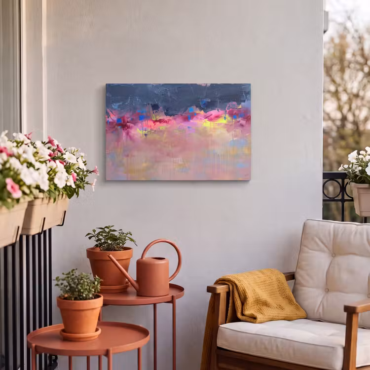 Abstract - Textuur - Kleuren - Modern - Roze Tuinposter op houten frame 2 cm dik klein -sfeer1