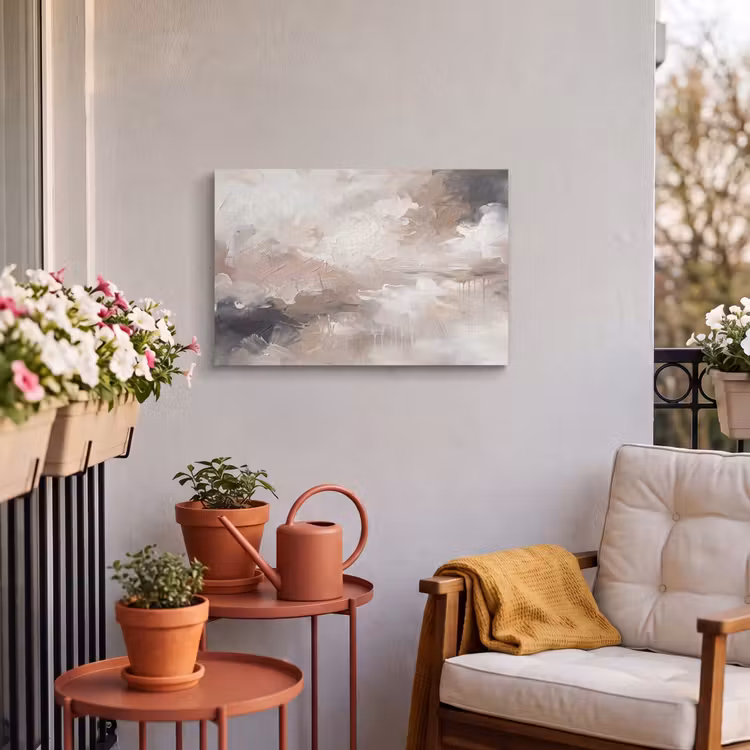 Abstract - Textuur - Kunst - Modern - Beige Tuinposter op houten frame 2 cm dik klein -sfeer1