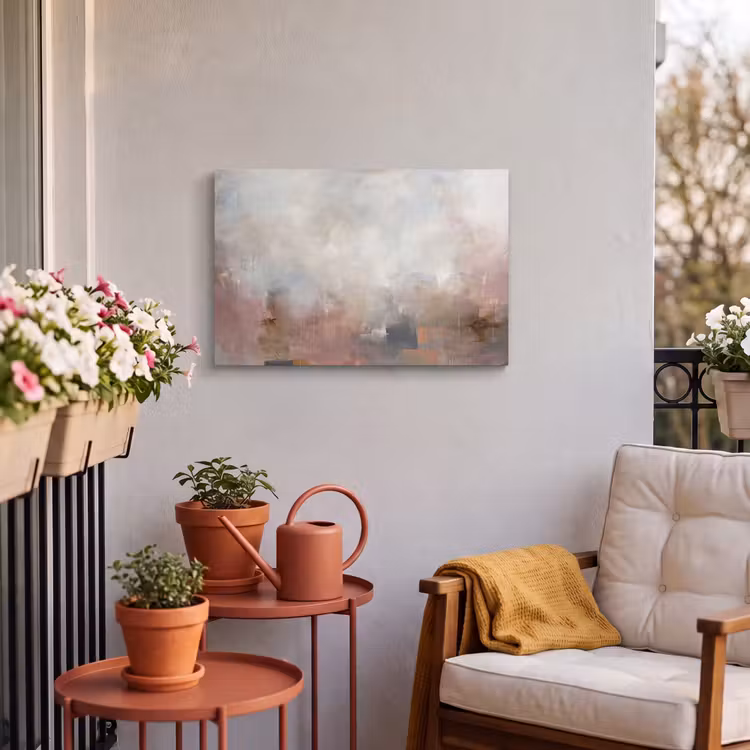 Abstract - Vloeiend - Kunst - Modern - Beige Tuinposter op houten frame 2 cm dik klein -sfeer1