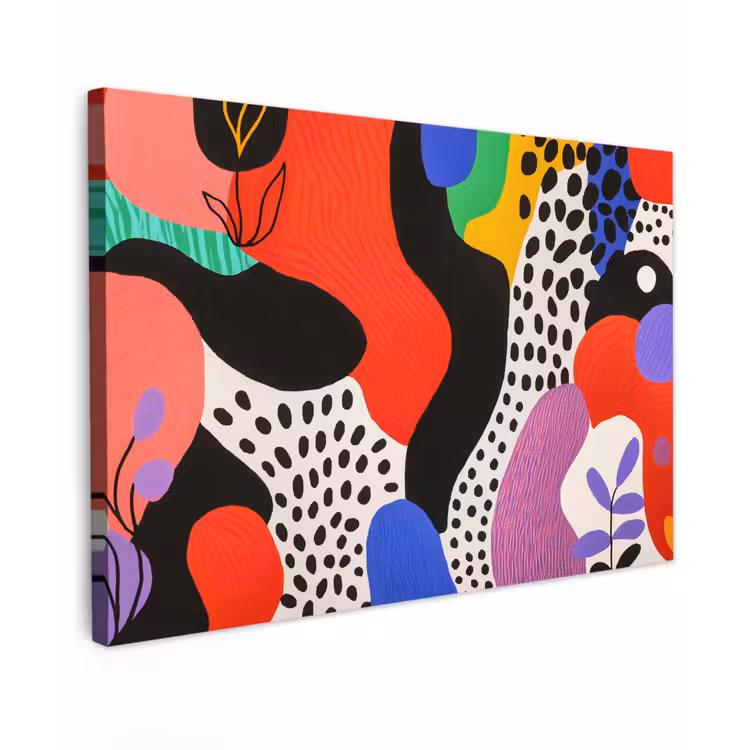 Abstract - Vormen - Kleuren - Stippen Tuinposter op houten frame 2 cm dik klein -3d