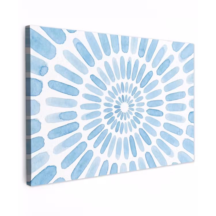 Abstract - Vormen - Kunst - Aquarel - Blauw Tuinposter op houten frame 2 cm dik klein -3d