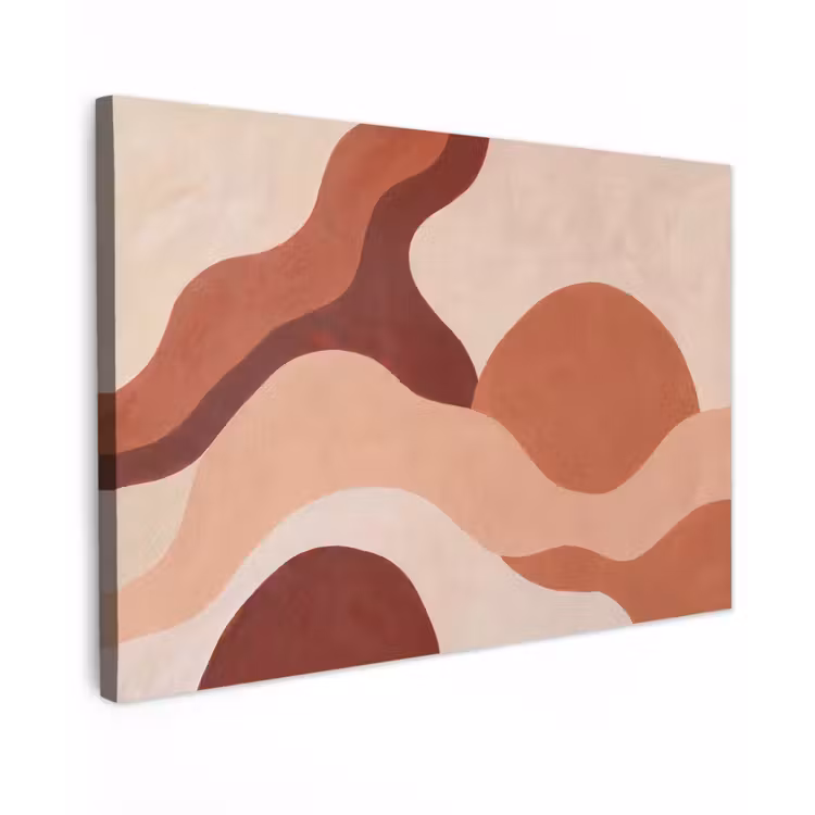 Abstract - Vormen - Organisch - Aardetinten - Modern Tuinposter op houten frame 2 cm dik klein -3d