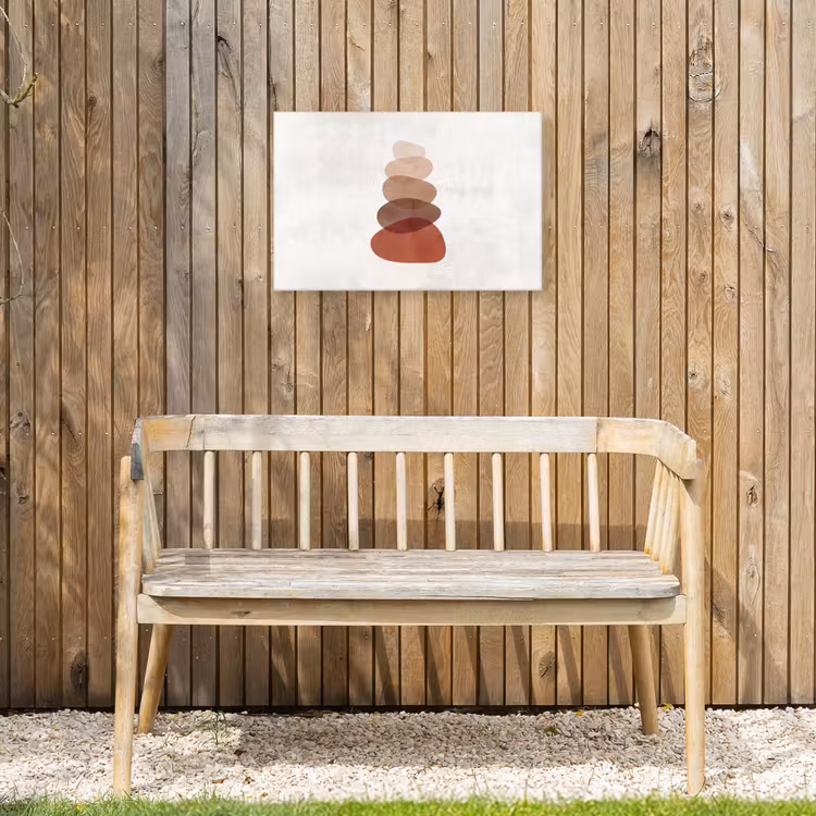 Abstractie - Gestapeld - Balans - Modern - Aardetinten Tuinposter op houten frame 2 cm dik klein -sfeer4