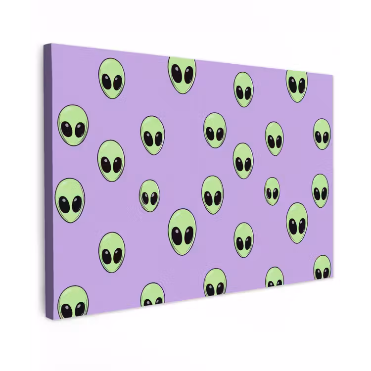 Alien - Retro - Lila Tuinposter op houten frame 2 cm dik klein 845 -3d