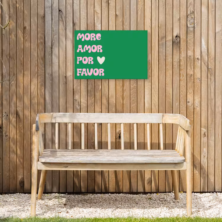 Amor - Valentijn - Groen - Tekst Tuinposter op houten frame 2 cm dik klein -sfeer4