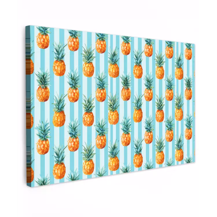 Ananas - Strepen - Groen Tuinposter op houten frame 2 cm dik klein 845 -3d