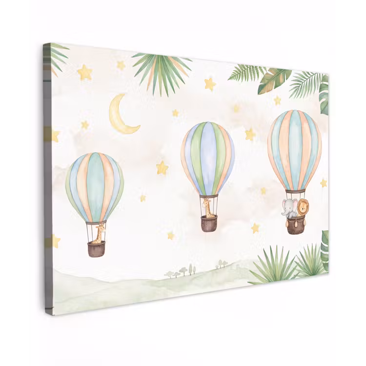 Aquarel - Luchtballonnen - Pastel Tuinposter op houten frame 2 cm dik klein -3d
