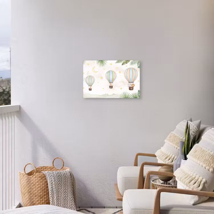 Aquarel - Luchtballonnen - Pastel Tuinposter op houten frame 2 cm dik klein -sfeer1