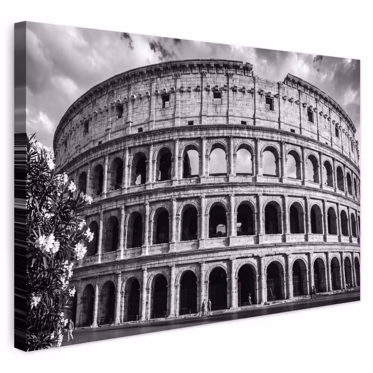 Architectuur - Colosseum - Rome - Historisch - Zwart-wit Tuinposter op houten frame 2 cm dik klein -3d