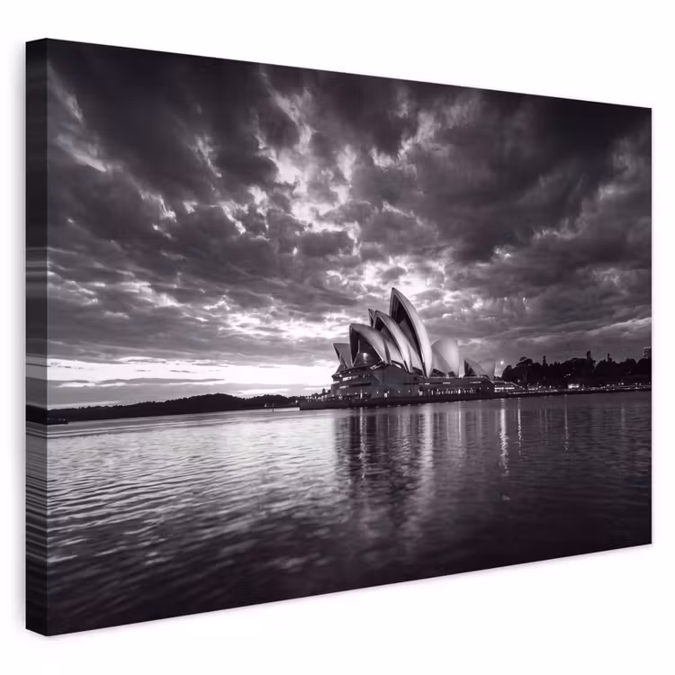 Architectuur - Water - Stad - Modern - Zwart-wit Tuinposter op houten frame 2 cm dik klein -3d