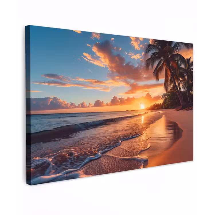 Avondgloren aan Zee Tuinposter op houten frame 2 cm dik klein -3d