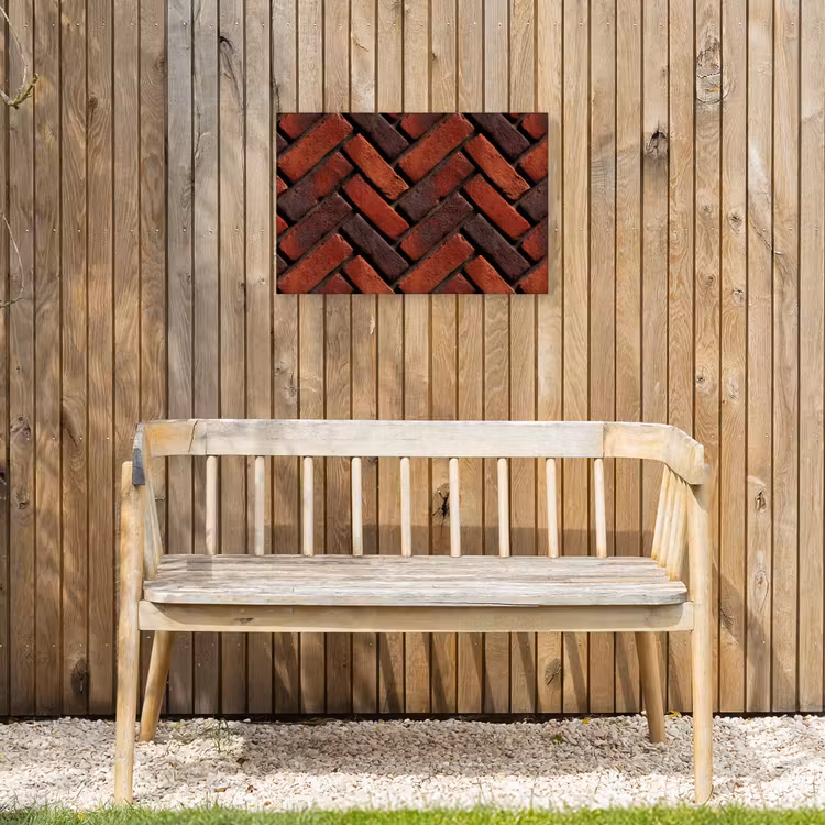 Bakstenen - Visgraat - Structuur - Roodbruin Tuinposter op houten frame 2 cm dik klein 845 -sfeer4