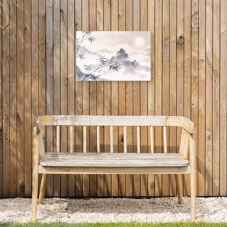 Bamboe - Azië - Grijs Tuinposter op houten frame 2 cm dik klein -sfeer4