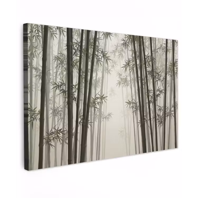 Bamboe - Bos - Mist - Natuur Tuinposter op houten frame 2 cm dik klein -3d