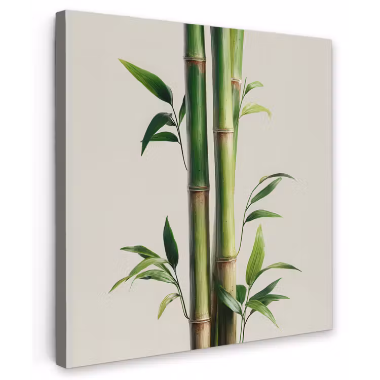 Bamboestengels - Sierlijk - Groen Tuinposter op houten frame 2 cm dik middel -3d