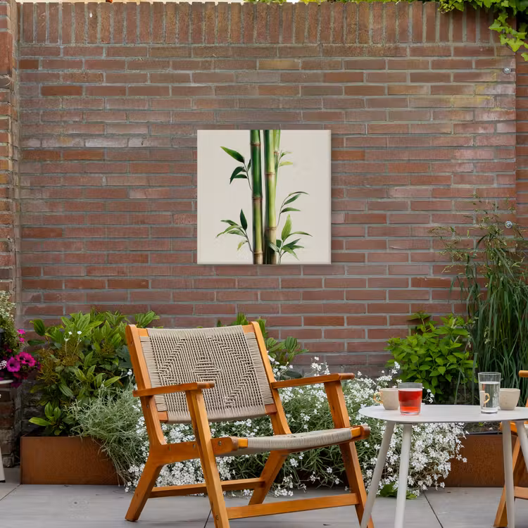 Bamboestengels - Sierlijk - Groen Tuinposter op houten frame 2 cm dik middel -sfeer3