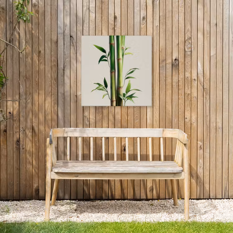 Bamboestengels - Sierlijk - Groen Tuinposter op houten frame 2 cm dik middel -sfeer4