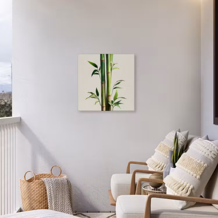 Bamboestengels - Sierlijk - Groen Tuinposter op houten frame 2 cm dik middel -sfeer1