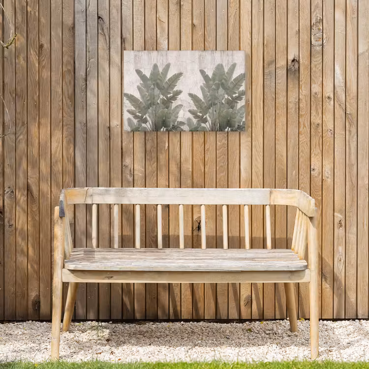 Bananenbladeren - Beton - Groen Tuinposter op houten frame 2 cm dik klein -sfeer4