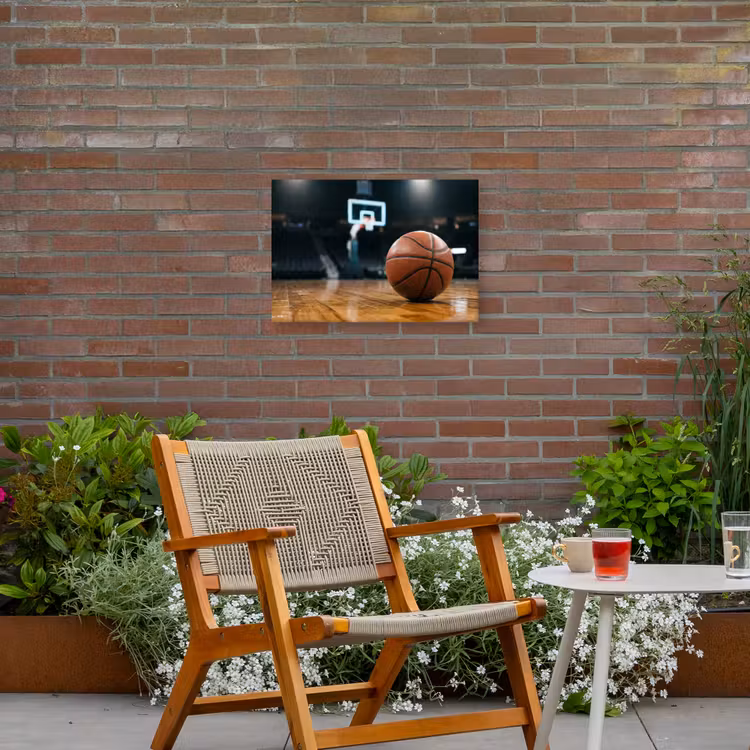 Basketbal - Arena - Sport Tuinposter op houten frame 2 cm dik klein -sfeer3