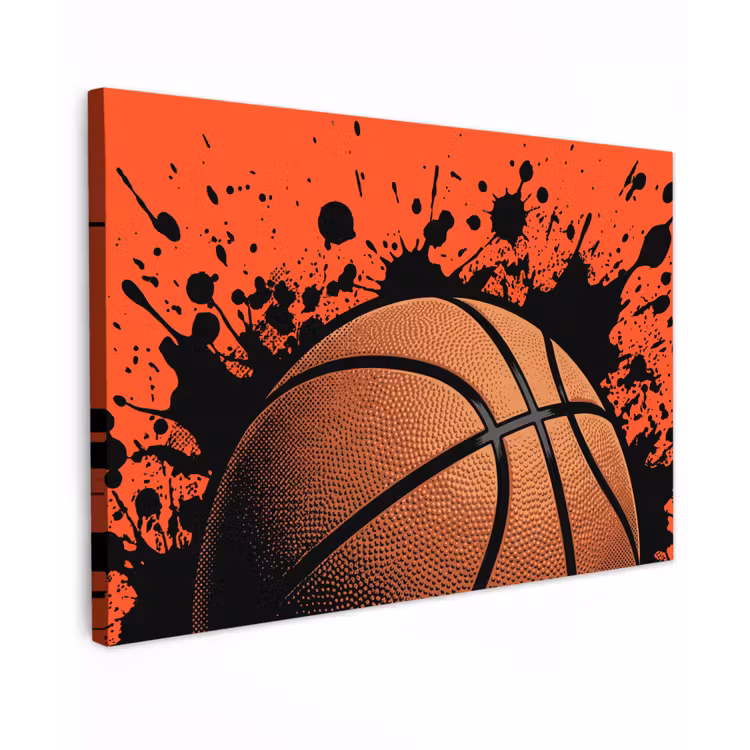 Basketbal - Verf - Sport - Oranje Tuinposter op houten frame 2 cm dik klein -3d