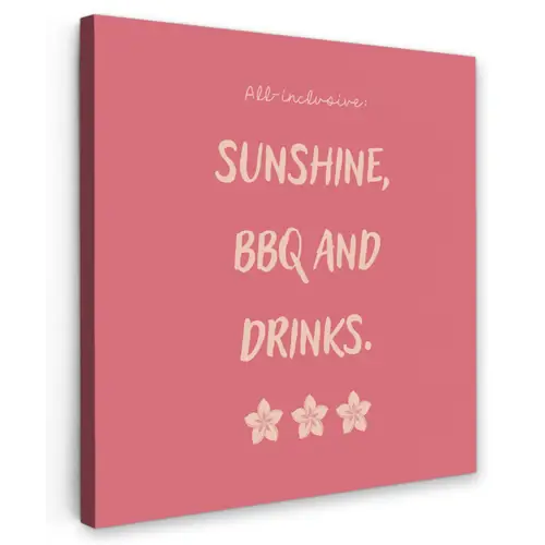 BBQ - Quote - Roze - Zomer Tuinposter op houten frame 2 cm dik middel -3d