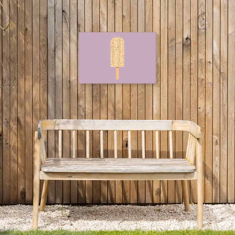 Beige - Ijsje - Spikkels Tuinposter op houten frame 2 cm dik klein -sfeer4