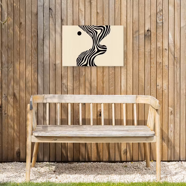 Beige - Lijnen - Golvend - Abstract Tuinposter op houten frame 2 cm dik klein -sfeer4