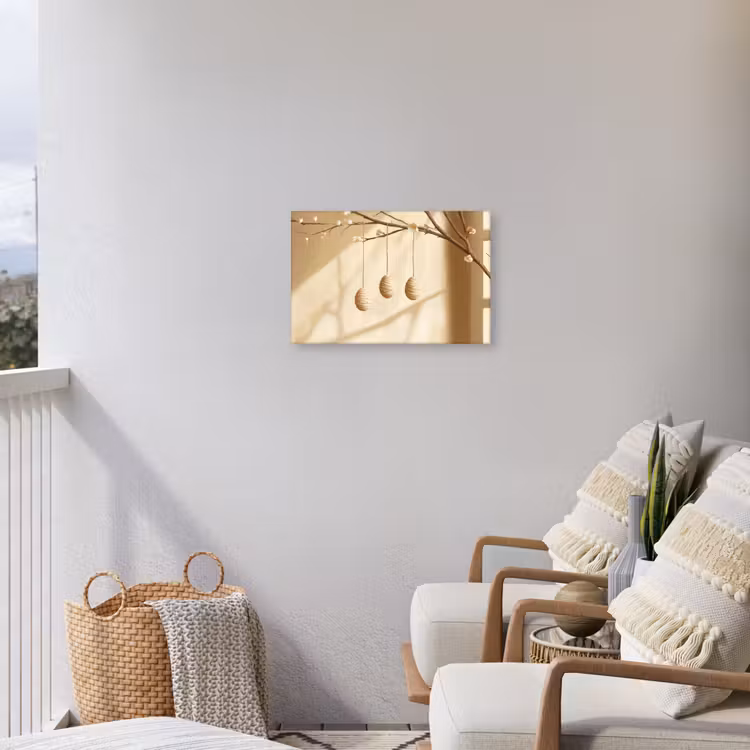 Beige - Paastak - Eieren Tuinposter op houten frame 2 cm dik klein -sfeer1