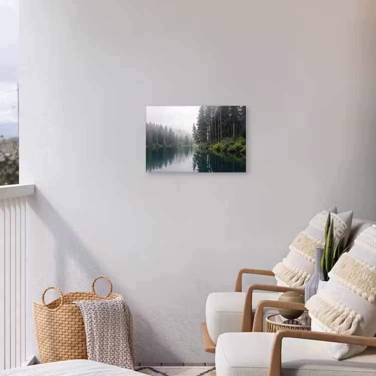 Bergen - Meer - Bos Tuinposter op houten frame 2 cm dik klein -sfeer1