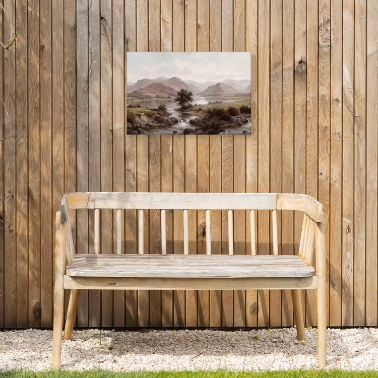Berglandschap - Meer - Bergen - Vallei - Klassiek Tuinposter op houten frame 2 cm dik klein -sfeer4