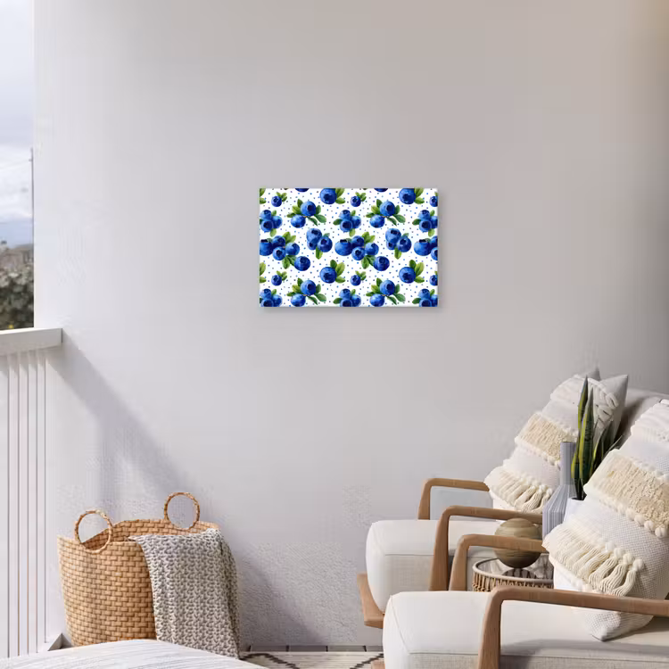 Bessen - Patroon - Blauw Tuinposter op houten frame 2 cm dik klein 845 -sfeer1
